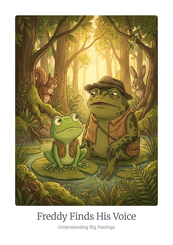 Freddy Finds His Voice — illustrated therapy book cover